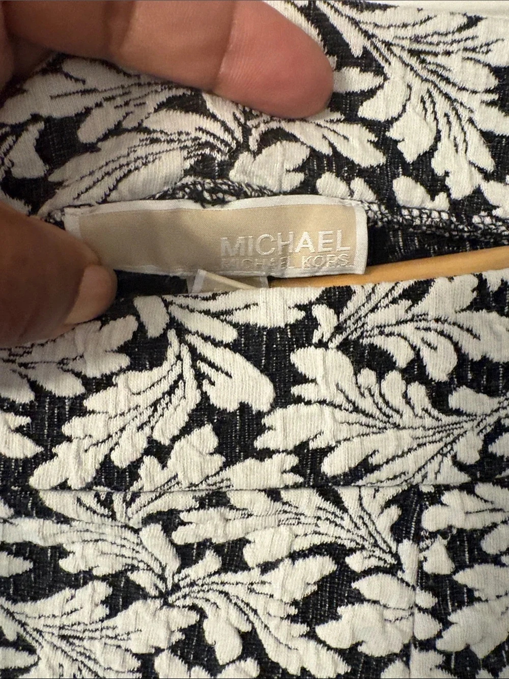 Michael Kors Black and White Leaf Print Pants